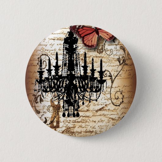 Vintager Kronleuchter aus Steampunker-Glattbutterf Button (Vorderseite)