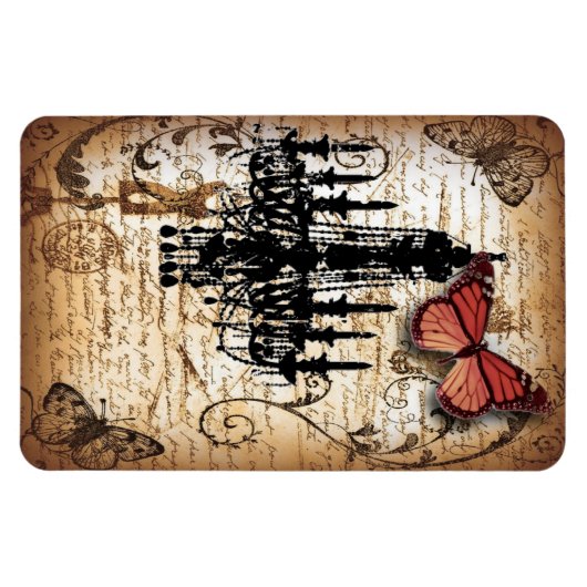 Vintager Kronleuchter aus Steampunker-Glattbutterf Magnet (Horizontal)