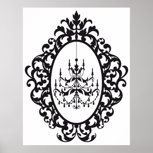 Vintager Kronleuchter im antiken Bilderrahmen Poster (Vorne)