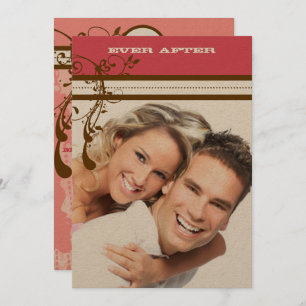 Vintager Kronleuchter in Rosa und Schokolade Einladung