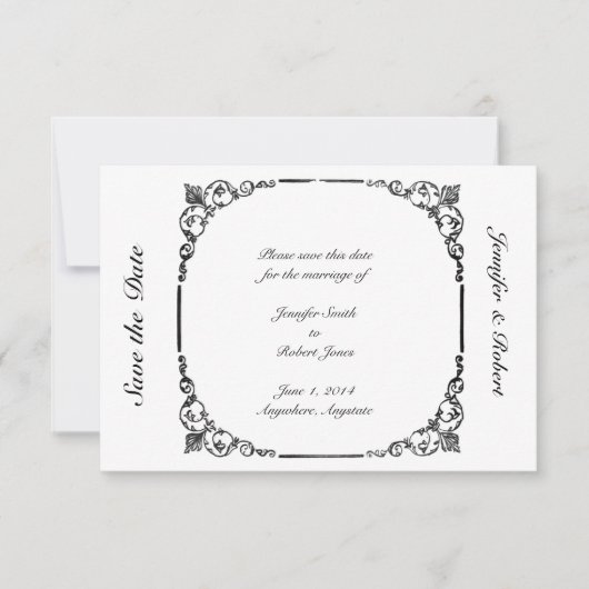 Vintager Kronleuchter Save the Date (Vorderseite)