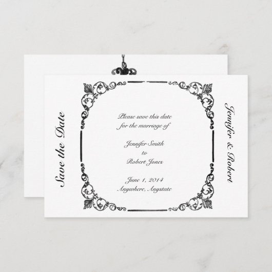 Vintager Kronleuchter Save the Date (Vorne/Hinten)