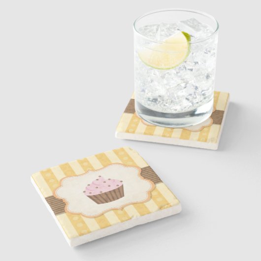 Vintager Kuchen-Hintergrund Steinuntersetzer (Seitenansicht)