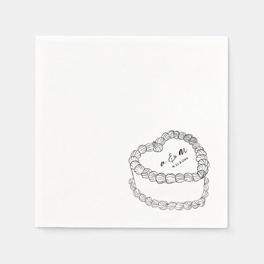 Vintager Kuchenkuchen, handgezeichnet Serviette (Vorderseite)