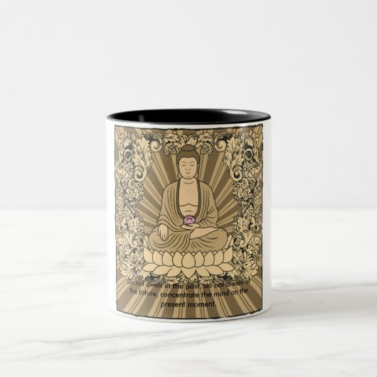 Vintager kundenspezifischer Buddha Zweifarbige Tasse (Mittel)