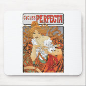 Vintager Kunst Nouveau Mädchen-Radfahrer Mousepad (Vorne)