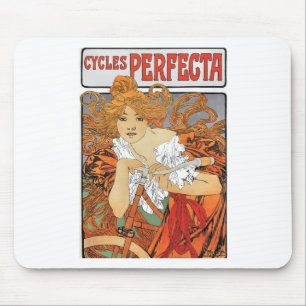 Vintager Kunst Nouveau Mädchen-Radfahrer Mousepad