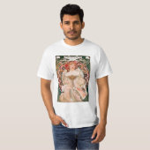 Vintager Kunst Nouveau Mucha Druck T-Shirt (Vorne ganz)
