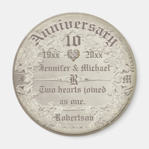 Vintager Kupferschau zum 10-jährigen Jubiläum Magnet