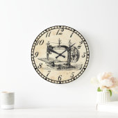 Vintager Kurbel-Nähmaschine Große Wanduhr (Zuhause)