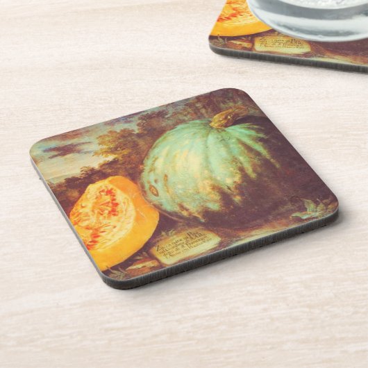 Vintager Kürbiserbach - rustikaler Fall Getränkeuntersetzer (Linke Seite)