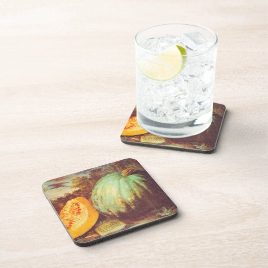 Vintager Kürbiserbach - rustikaler Fall Getränkeuntersetzer (Rechte Seite)