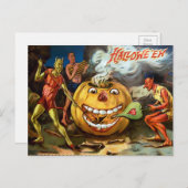 Vintager KürbisHalloween Postcard Postkarte (Vorne/Hinten)