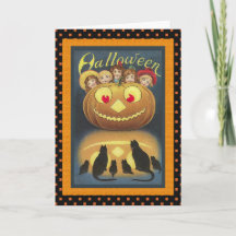 Vintager Kürbiskopf und Halloween-Karte