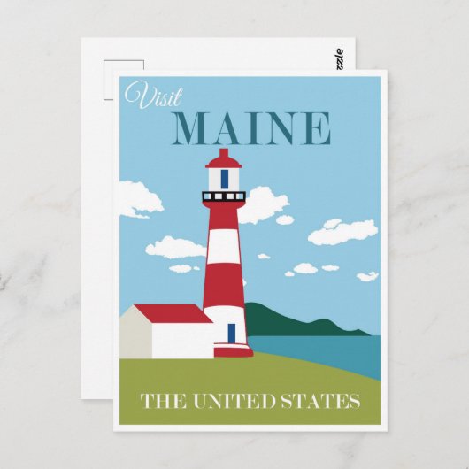 Vintager Küstenlichtturm Postkarte (Vorne/Hinten)