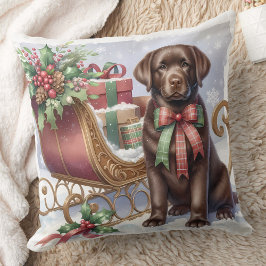 Vintager Labrador Hund Holiday Sleigh Niedlich Pup Kissen