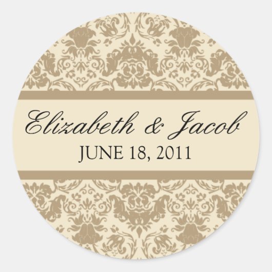 Vintager Lace Champagne/Elfenbeinsticker Runder Aufkleber (Vorderseite)