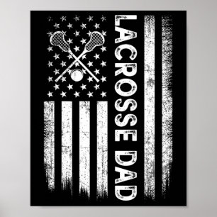 Vintager Lacrosse Vater Usa Flag Retro Väter Day D Poster