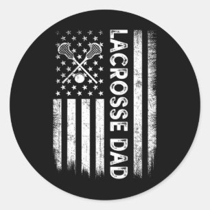 Vintager Lacrosse Vater Usa Flag Retro Väter Day D Runder Aufkleber