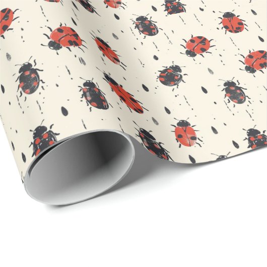 Vintager Ladybug Geschenkpapier (Rolleneckpunkt)