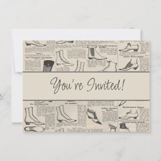 Vintager Ladys' Shoes Katalog - Mode der 1900er Ja Einladung (Vorderseite)