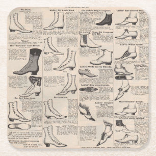 Vintager Ladys' Shoes Katalog - Mode der 1900er Ja Rechteckiger Pappuntersetzer