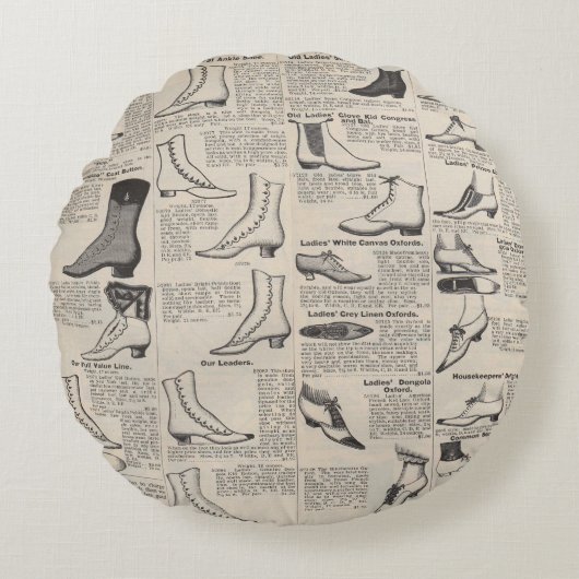 Vintager Ladys' Shoes Katalog - Mode der 1900er Ja Rundes Kissen (Vorderseite)