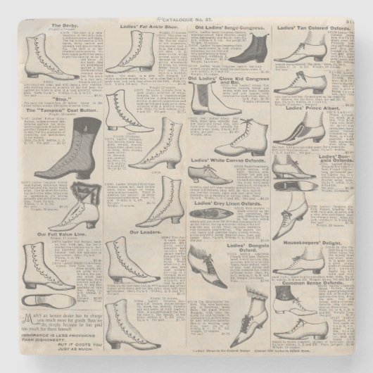 Vintager Ladys' Shoes Katalog - Mode der 1900er Ja Steinuntersetzer (Vorderseite)