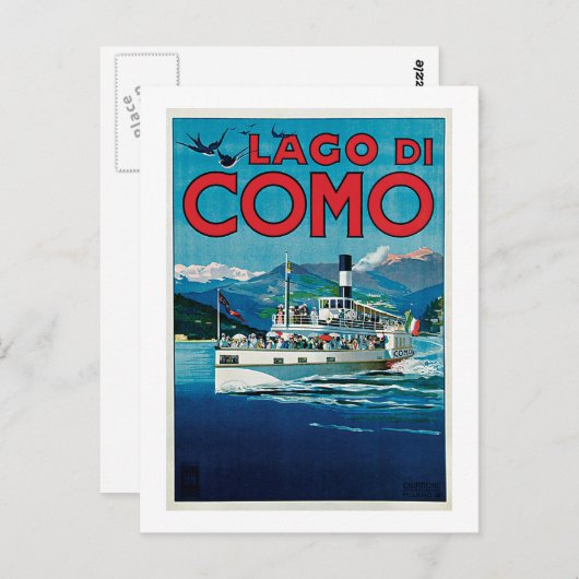 Vintager Lago di Como Postkarte (Vorne/Hinten)