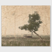 Vintager Landbaum Rustikal Beige Antiquitätenfarm Geschenkpapier (Flach)