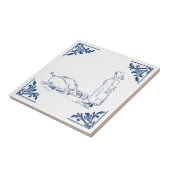 Vintager Landbetrieb Fütternd Schweine Delft Blue Fliese (Seite)