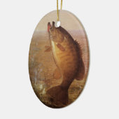 Vintager Largemouth-Bass-Fisch, Sportfischerei Keramikornament (Links)