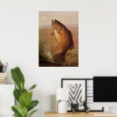 Vintager Largemouth-Bass-Fisch, Sportfischerei Poster (Heimbüro)