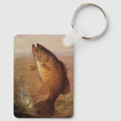 Vintager Largemouth-Bass-Fisch, Sportfischerei Schlüsselanhänger (Rückseite)
