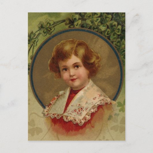 Vintager Lass St. Patrick's Day Postkarte (Vorderseite)