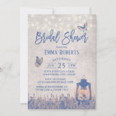 Vintager Laternenschmetterling und Blume Brautpart Einladung (Vorderseite)