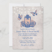 Vintager Laternenschmetterling und Blume Rustikale Einladung (Vorderseite)