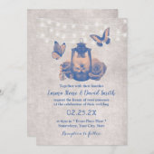 Vintager Laternenschmetterling und Blume Rustikale Einladung (Vorne/Hinten)