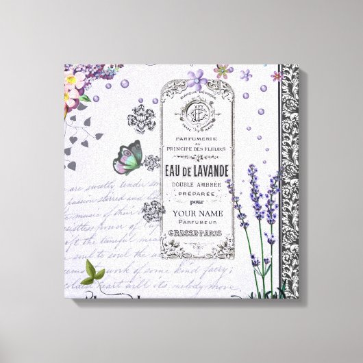 Vintager Lavendel-Collage Leinwanddruck (Vorderseite)