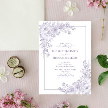 Vintager Lavendel Floral Line Art Script Hochzeit