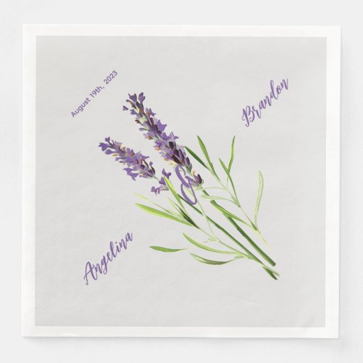 Vintager Lavendel in hellgrau - Hochzeit Serviette (Vorderseite)