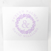 Vintager Lavendel lila Rose Trauung Dreifach Gefaltete Einladung (Innen Erste Seite)