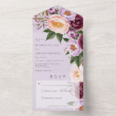 Vintager Lavendel Maroon & Peach Peonings Kein Abe All In One Einladung (Innen)