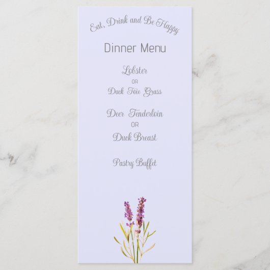 Vintager Lavendel - Menükarte (Vorderseite)