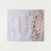 Vintager Lavendel Peony Wedding Hintergrund Wandteppich (Vorderseite (Horizontal))