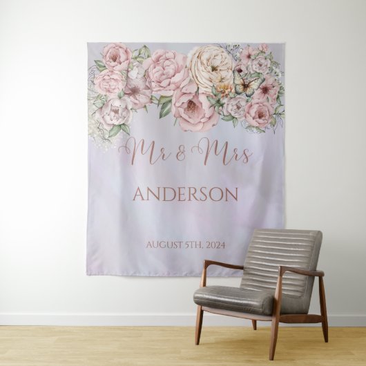 Vintager Lavendel Peony Wedding Hintergrund Wandteppich (Beispiel)