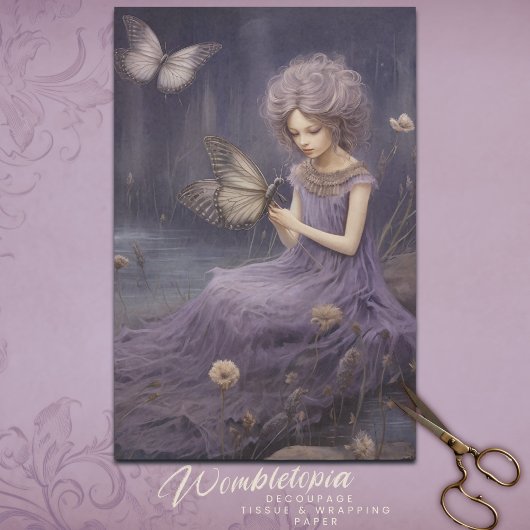 Vintager Lavendelgarten, dekoupage Seidenpapier