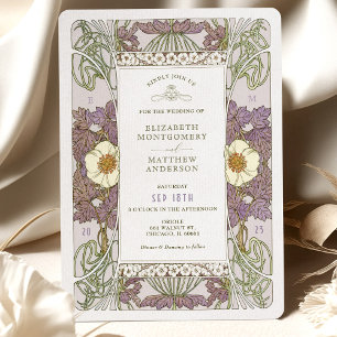 Vintager Lavender Wedding Einladungen Art Nouveau
