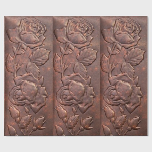 Vintager lederner Rosenblick Geschenkpapier (Flach)