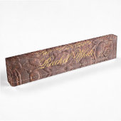 Vintager lederner Rosenblick Namensplakette